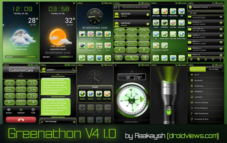 Greenathon HD 1.4 - 1.4 Theme For MIUI V4/JB - Droid Views