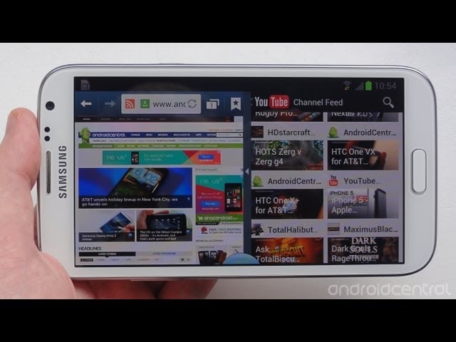 Samsung Galaxy Note 2 - Hand Holding White Samsung Galaxy Note 2 Multi Window Feature - Droid Views