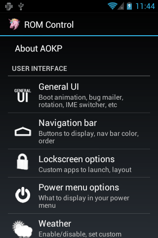 aokp rom options