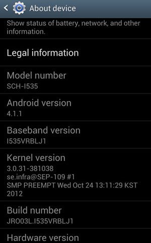 Leaked Jelly Bean Update for Verizon Samsung Galaxy S3 - Screenshot Of Jellybean Update Samsung Galaxy S3 - Droid Views