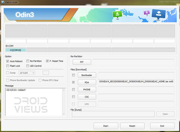 Install Android 4.1.2 JellyBean Firmware on Galaxy Note 2 GT-N7100 - Screenshot of Odin3 To Install Android 4.1.2 JB Firmware On Galaxy Note 2 - Droid Views
