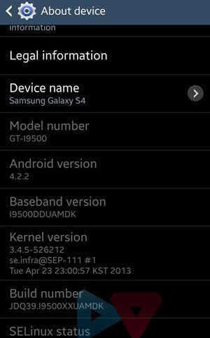 galaxy s4 about device