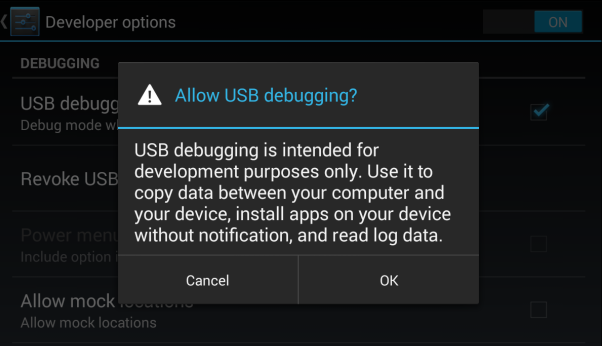 disable usb debugging windows 10