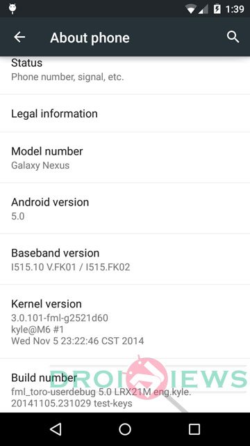 galaxy nexus lollipop update