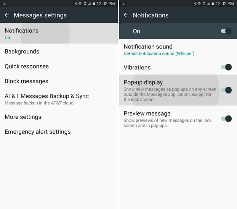 Galaxy S7 Text Messages preview