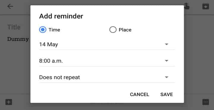 add reminders in google keep