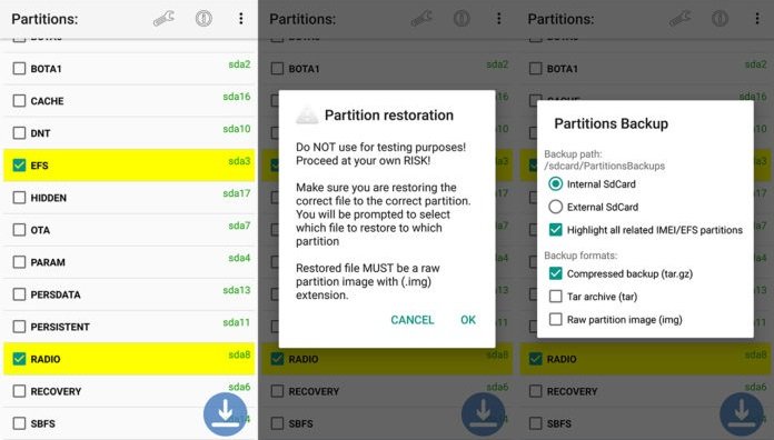 backup and restore efs on galaxy s7