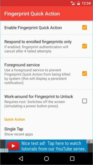 Fingerprint Quick Action app