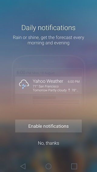 Yahoo Weather notifications