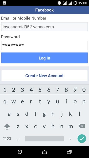 add facebook account on android