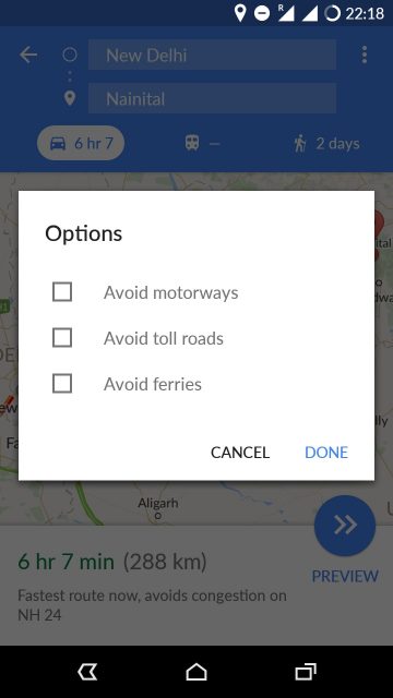 google maps avoid toll roads