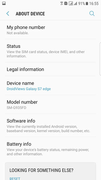 s7 edge nougat about device
