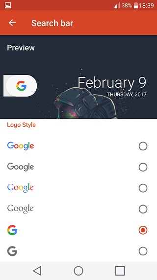 nova launcher search bar