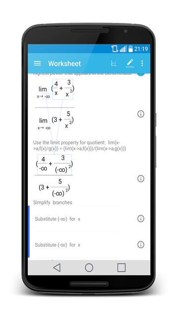 MalMath android calculation worksheet