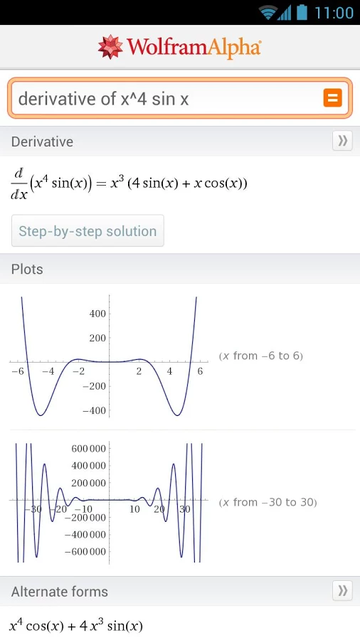 WolframAlpha maths app