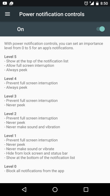 Android Nougat experimental settings