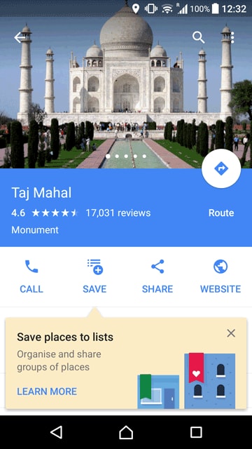 lists in Google Maps