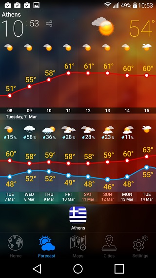 Weather Now app screen