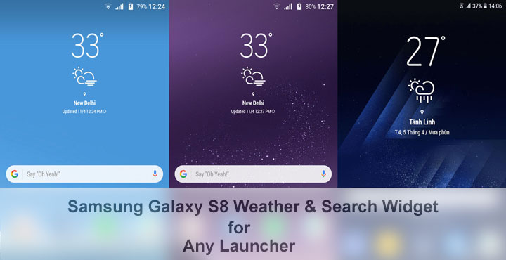 Galaxy S8 Weather Widget and Search Bar