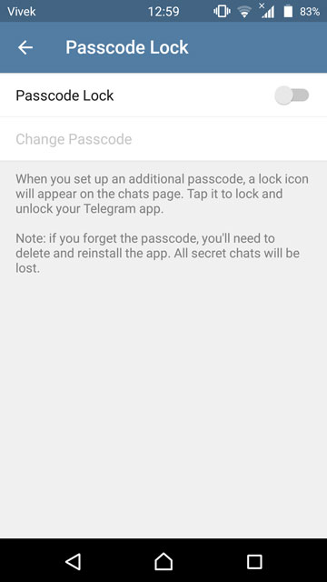 Lock your chats in telegram