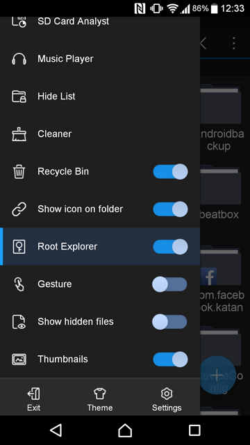 es file manager settings