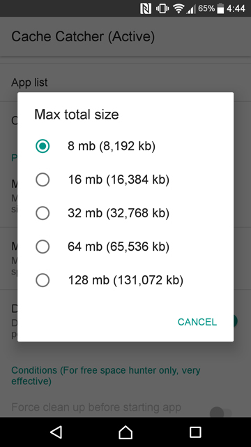 automatically clear Android app cache