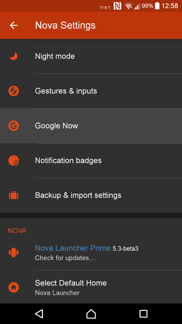 Google Now Launcher Page
