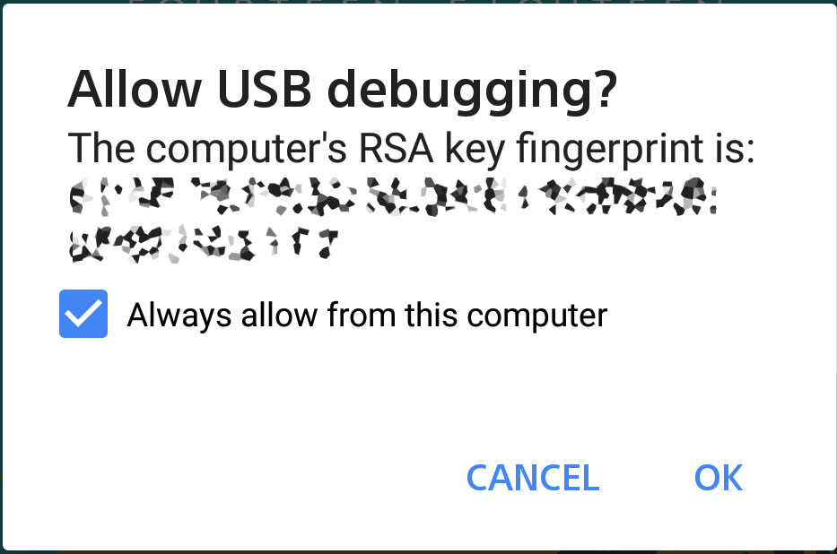 allow usb debugging