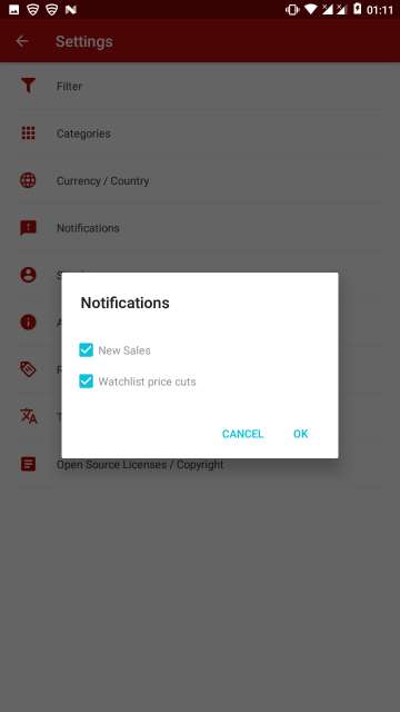 App Sales notifications