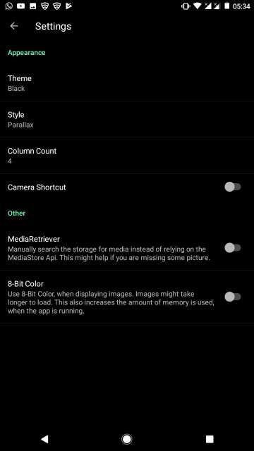 camera roll gallery app settings