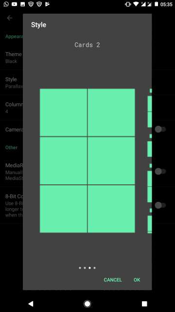 camera roll gallery display styles