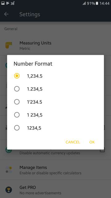 calcilator number formats