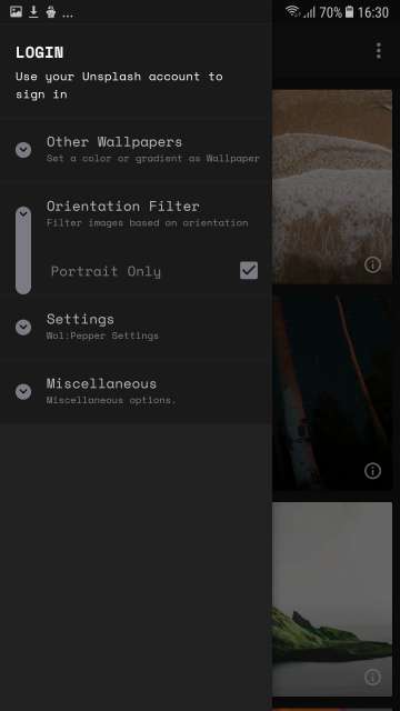 wallpaper app menu