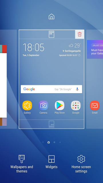 Samsung Galaxy J7 Homescreen settings