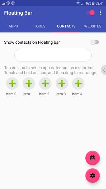 floating bar add contacts