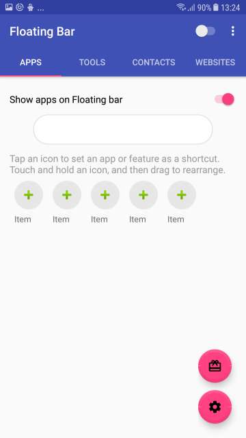 show apps in floating bar