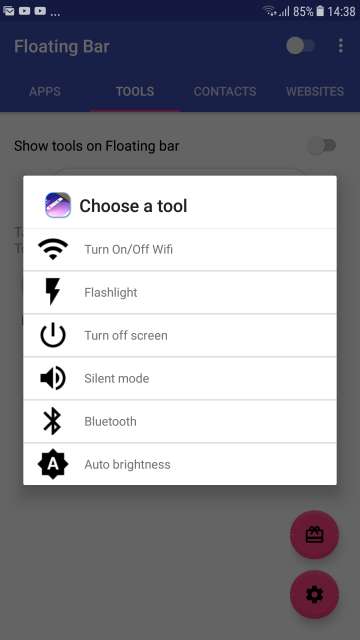 floatingbar add shortcuts