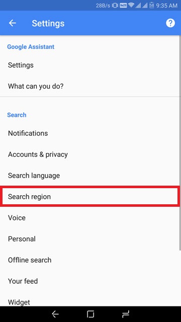 Google Search location setings