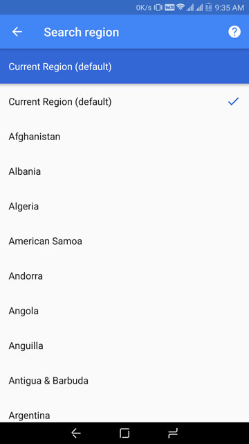 Google Search location setings