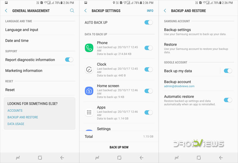Samsung Galaxy S8 - Automatically Backup App Data to Google Drive