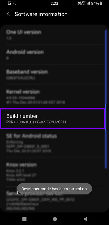 android developer options enabled
