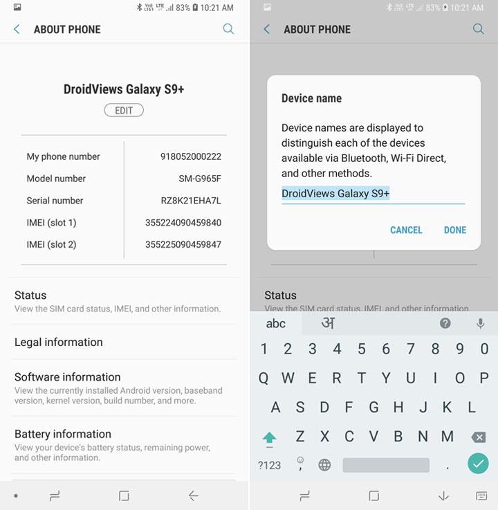 Change Android Device Name Samsung galaxy s9 phone name change