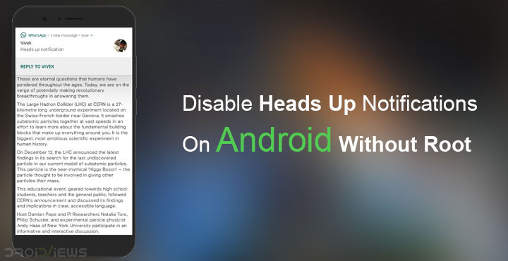 Disable Heads Up Notifications On Android Without Root