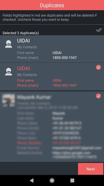 Duplicate Contacts Android