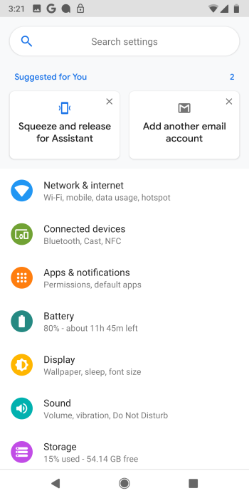 android p settings