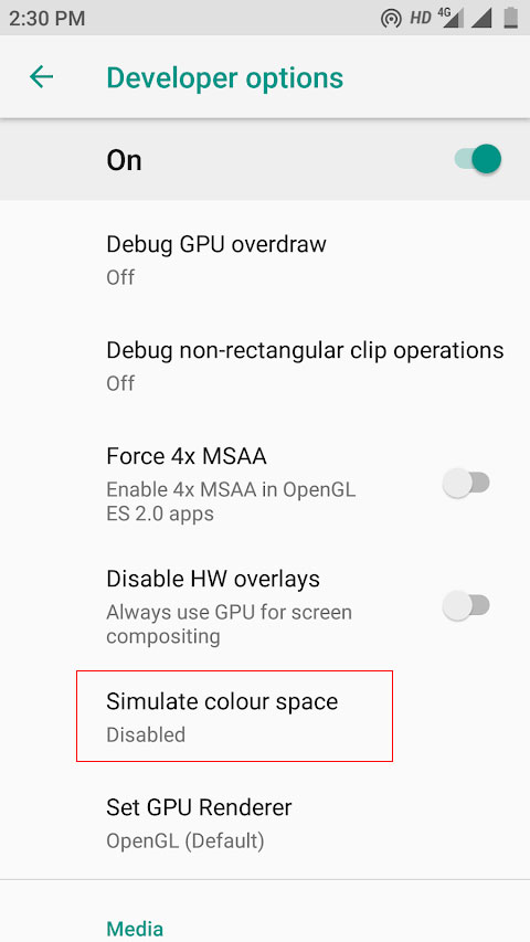 android p developer options