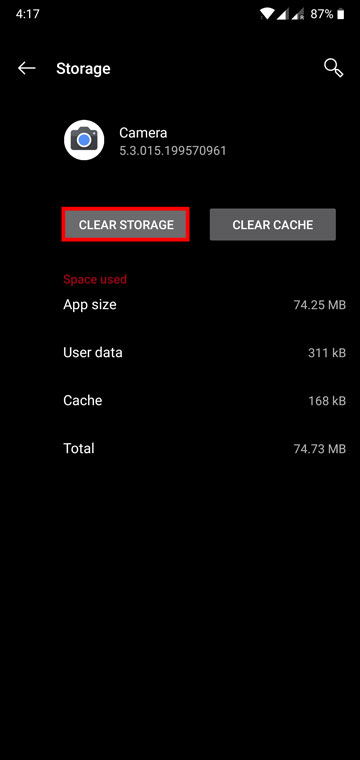 clear app storage