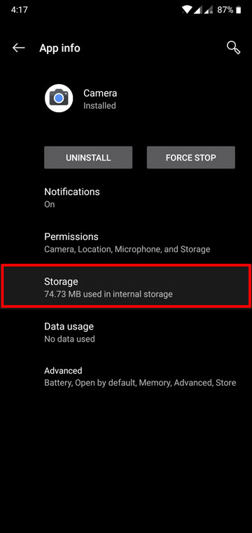 clear app storage