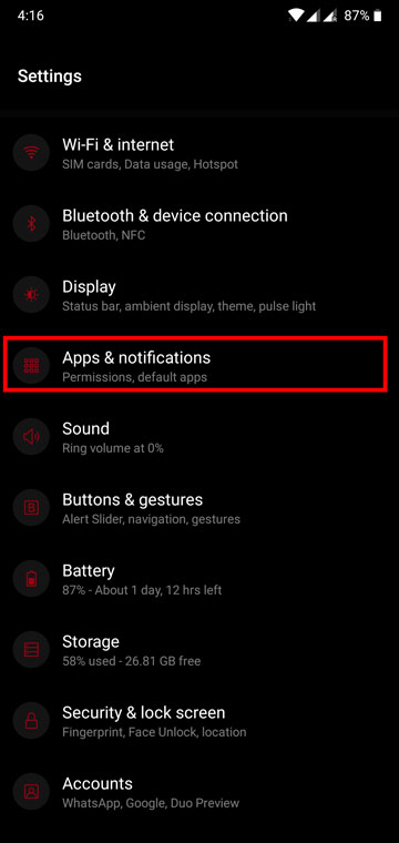oneplus device settings