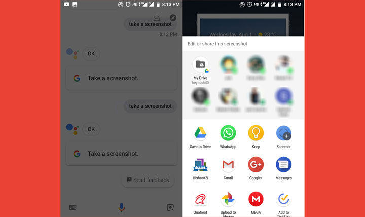 google assistant screenshot feature